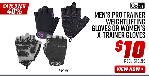 Go Fit Men's Pro Trainer Weightlifting Gloves or Women's X-Trainer Gloves