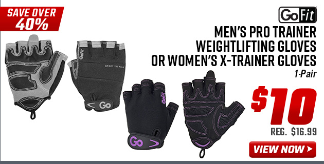 Go Fit Men's Pro Trainer Weightlifting Gloves or Women's X-Trainer Gloves