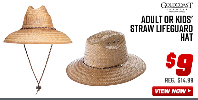 Goldcoast Sunwear Adult or Kids' Straw Lifeguard Hat