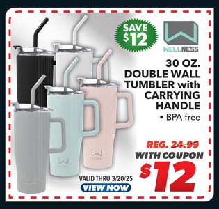 Wellness 30 oz. Double Wall Tumbler with Carrying Handle