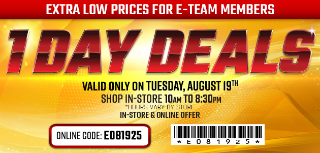 One Day Deals - Tuesday, August 19, 2025