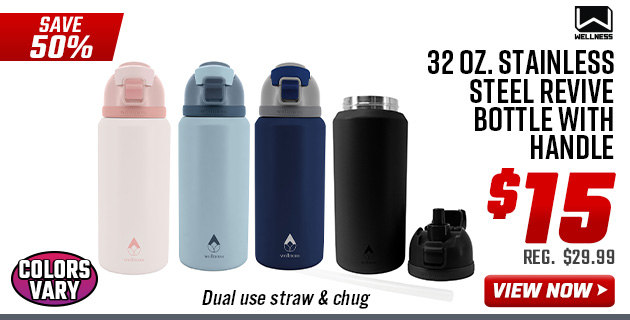 Wellness 32 oz. Stainless Steel Revive Bottle with Handle