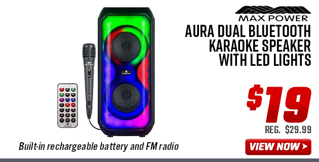 Max Power Aura Dual Bluetooth Karaoke Speaker with LED Lights