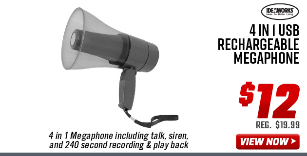 Ideaworks 4 in 1 USB Rechargeable Megaphone