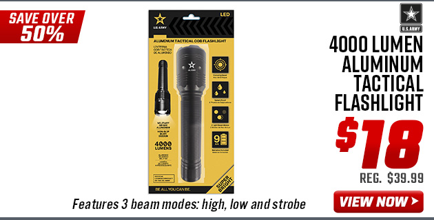 U.S. Army 4000 Lumen Aluminum Tactical Flashlight