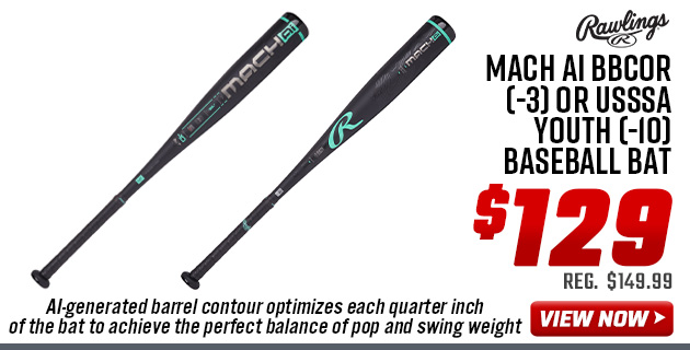 Rawlings Mach AI BBCOR (-3) or USSSA Youth (-10) Baseball Bat