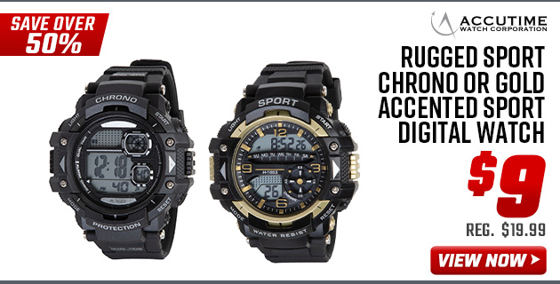 Accutime Rugged Sport Chrono or Gold Accented Sport Digital Watch