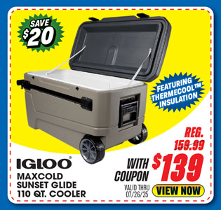 Igloo MaxCold Sunset Glide 110 qt Cooler