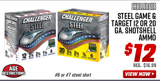 Challenger Steel Game & Target 12 or 20 GA. Shotshell Ammo