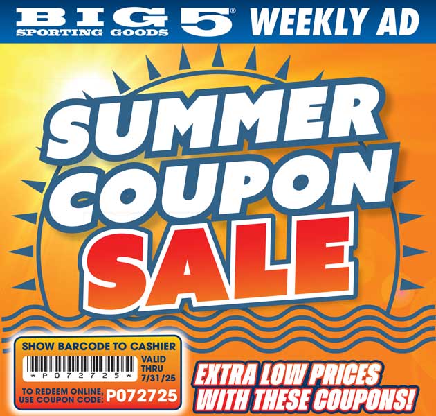 Big 5 Sporting Goods Weekly Ad. Code E072025