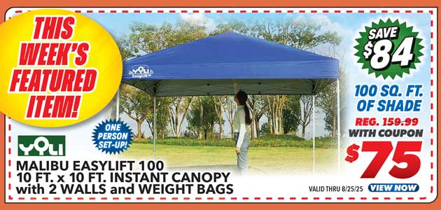 Yoli Malibu EasyLift 100 10' x 10' Straight Leg Instant Canopy Value Pack