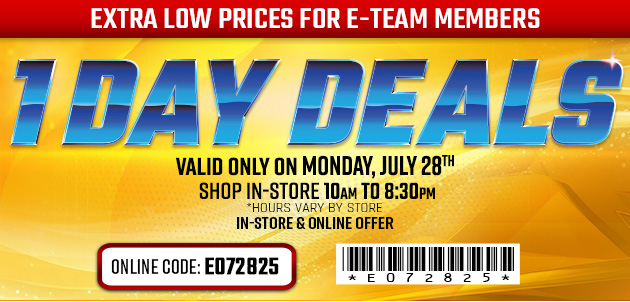 One Day Deals - Monday, July 28, 2025