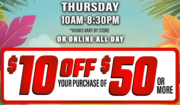 $10 off $50. Exclusions apply. Use code E250814