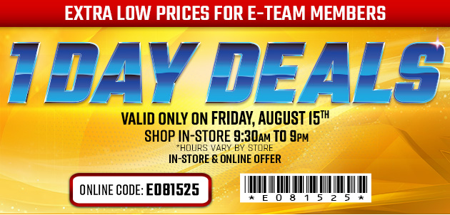 One Day Deals - Friday, August 15, 2025