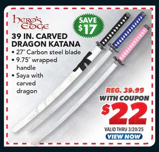 Hero's Edge 39'' Carved Dragon Katana