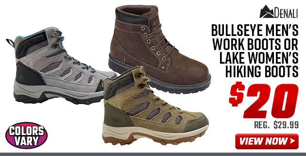 Denali Bullseye Men's Work Boots or Lake Women's Hiking Boots