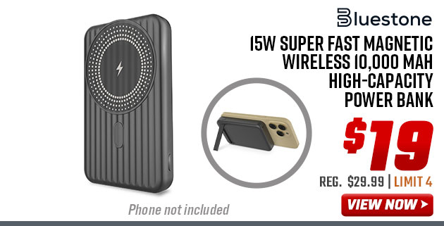 ''Bluestone 15w Super Fast Magnetic Wireless 10,000 mAh High-Capacity Power Bank''