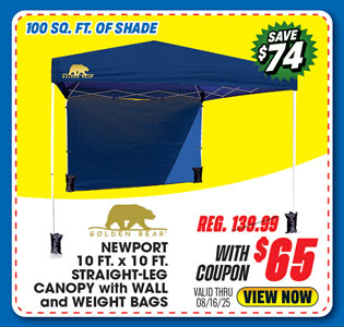 Golden Bear Newport 10'x10' Straight-Leg Canopy with Wall