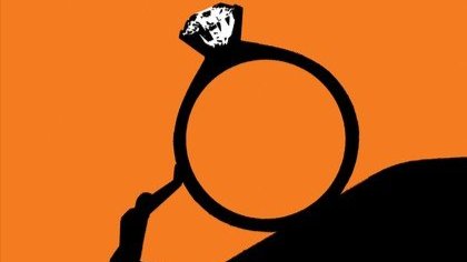 illustration of a man pushing a wedding ring up a hill
