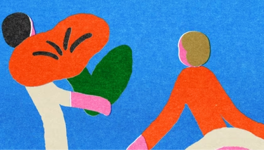An illustration of a group of friends nurturing a garden together