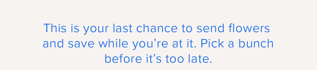 This is your last chance to send flowers and save while you're at it. Pick a bunch before it's too late.