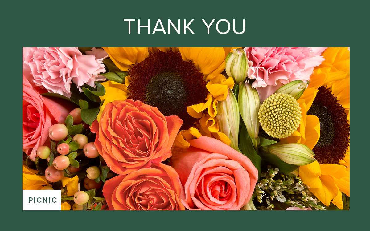 Shop Thank You. Featured Bouq: Picnic.