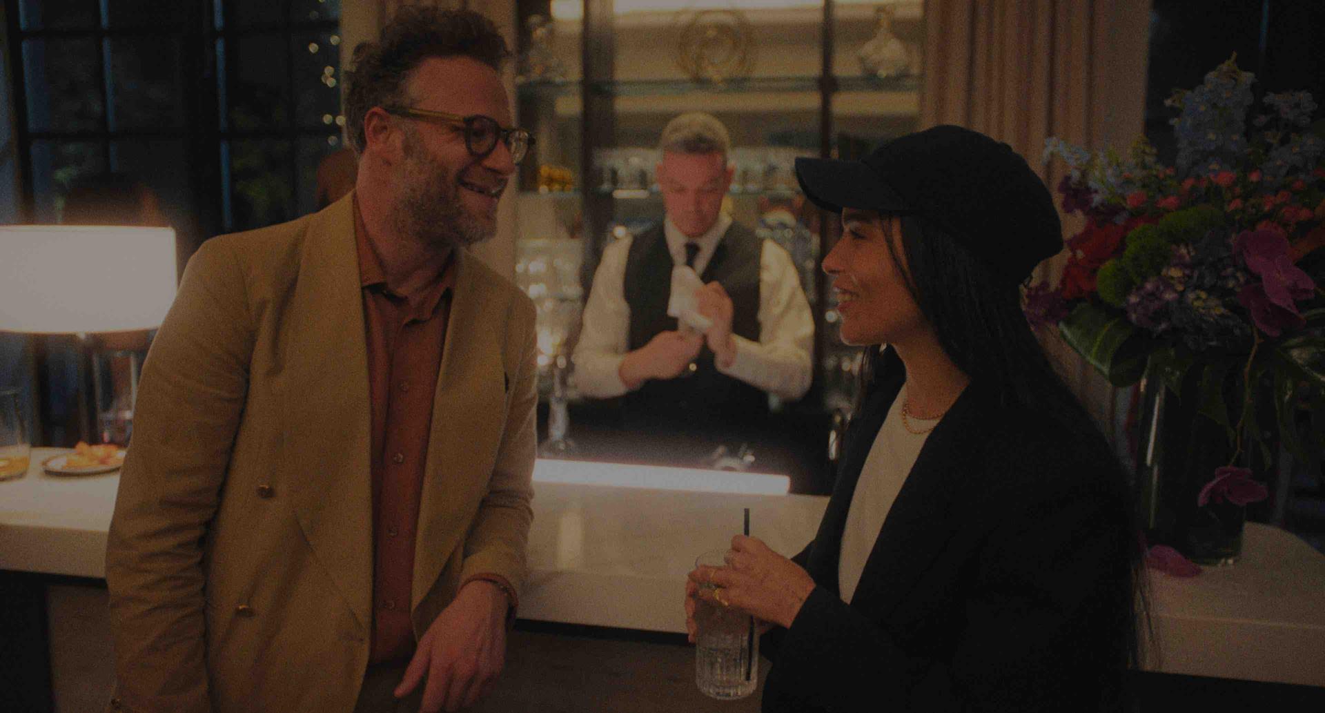 Image may contain: Seth Rogen, Clothing, Coat, Jacket, Blazer, Formal Wear, Suit, Adult, Person, People, Accessories, and Tie