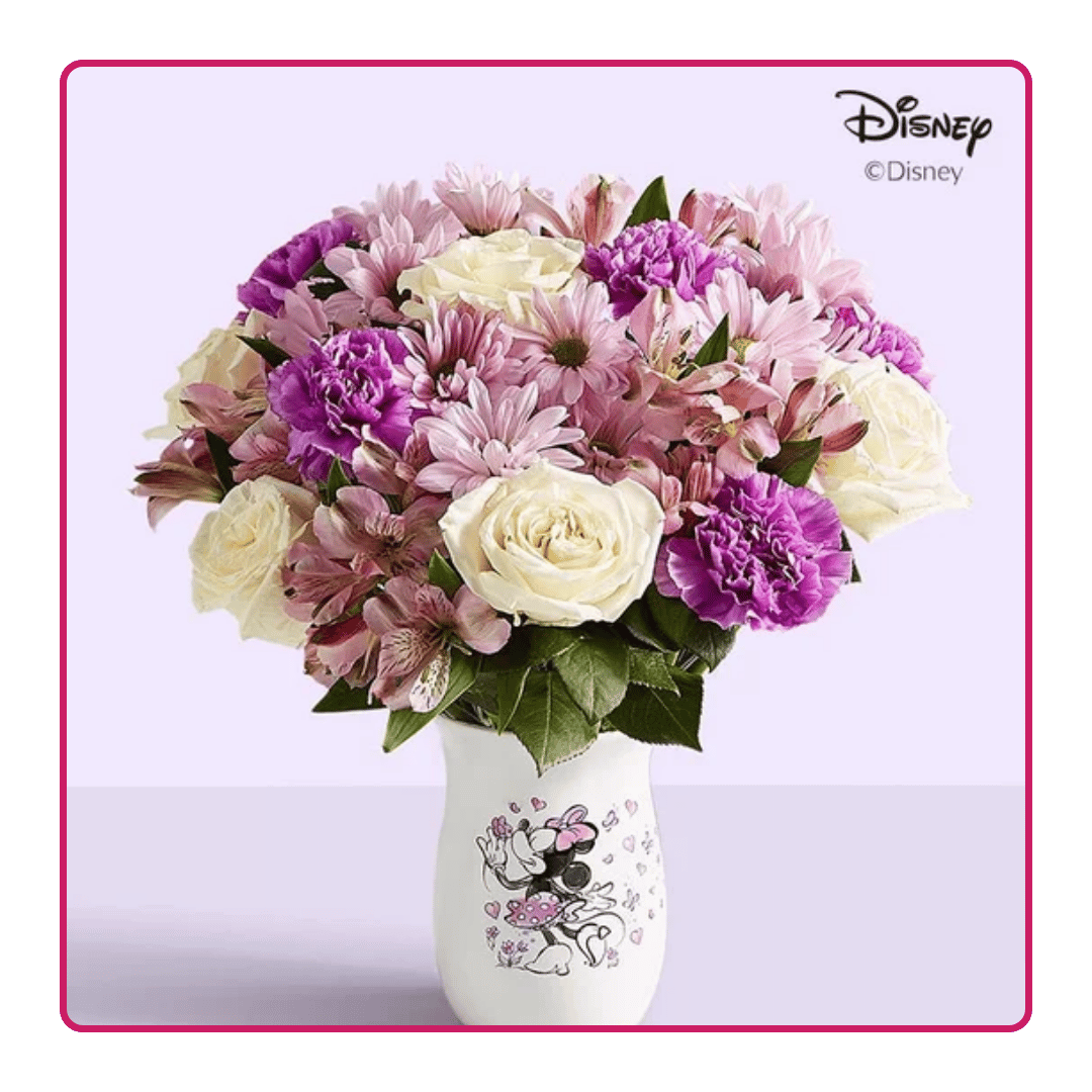 Disney Minnie Mouse Vase With Lavender Garden Bouquet