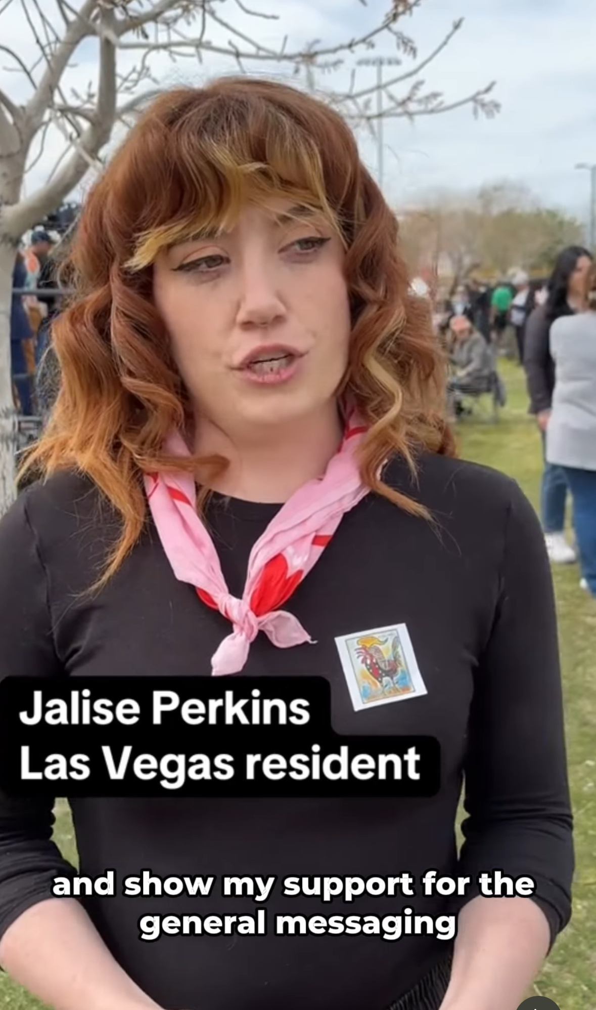 Screenshot of interview with Las Vegas resident Jalise Perkins who attended the Bernie Sanders rally in Las Vegas last week. 