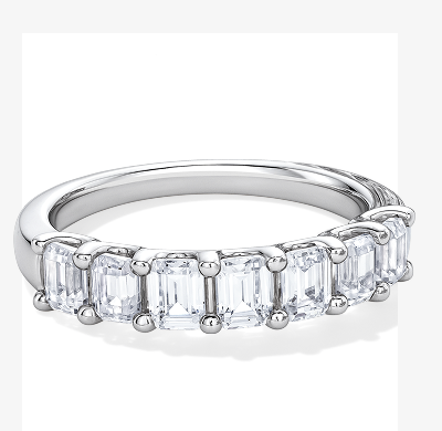 Now + Forever Lab-Grown Diamonds Emerald-Cut Seven-Stone Anniversary Ring 1-1/2 ct tw 14K White Gold