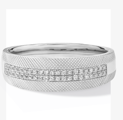 Now + Forever Men's Diamond Knurled Wedding Band 1/4 ct tw 10K White Gold
