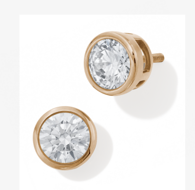 KAY Lab-Grown Diamonds Round-Cut Bezel-Set Solitaire Stud Earrings 1/2 ct tw 14K Yellow Gold