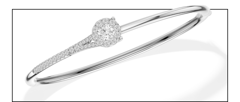 Closer Together Lab-Grown Diamond Halo Bangle Bracelet 1 ct tw Sterling Silver