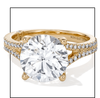 Monique Lhuillier Bliss Round-Cut Lab-Grown Diamond Engagement Ring 4-1/3 ct tw 18K Yellow Gold