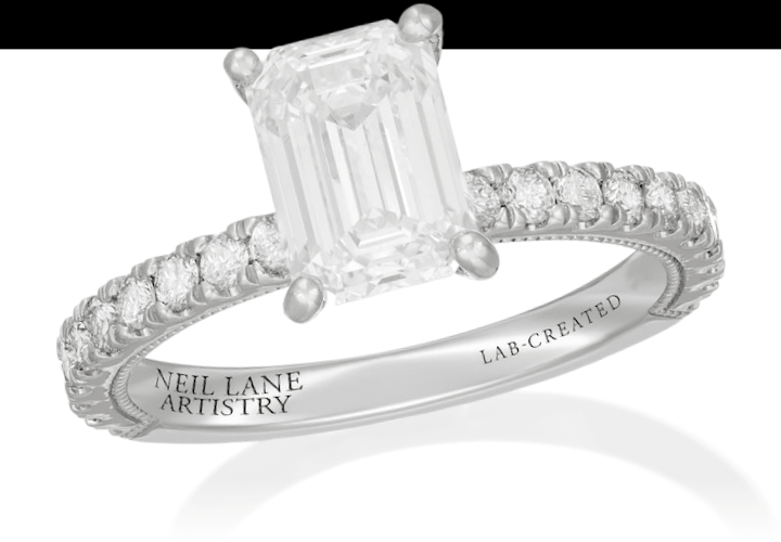 Neil Lane Artistry Emerald-Cut Lab-Grown Diamond Engagement Ring 2-1/2 ct tw 14K White Gold