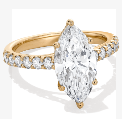 Now + Forever Lab-Grown Diamonds Marquise-Cut Engagement Ring 3-1/2 ct tw 14K Yellow Gold