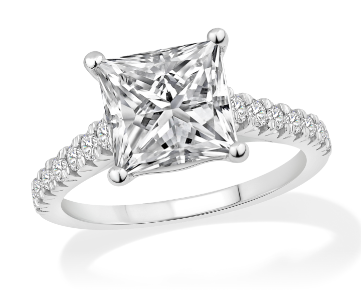 Now + Forever Lab-Grown Diamonds Princess-Cut Engagement Ring 3-1/2 ct tw Platinum