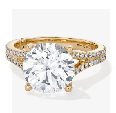 Monique Lhuillier Bliss Round-Cut Lab-Grown Diamond Engagement Ring 4-1/3 ct tw 18K Yellow Gold