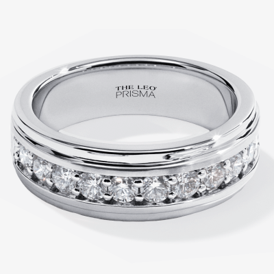 Men's THE LEO Prisma Diamond Wedding Band 1 ct tw 14K White Gold