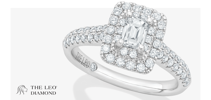 THE LEO Diamond Engagement Ring 1 ct tw Emerald & Round-cut 14K White Gold