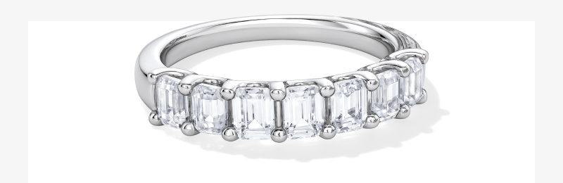 Now + Forever Lab-Grown Diamonds Emerald-Cut Seven-Stone Anniversary Ring 1-1/2 ct tw 14K White Gold