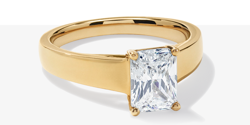 Now + Forever Lab-Grown Diamonds Radiant-Cut Solitaire Engagement Ring 1-1/2 ct tw 14K Yellow Gold (F/VS2)