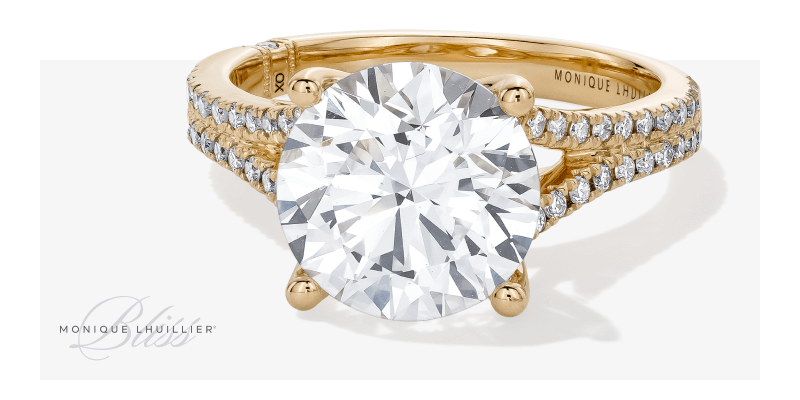 Monique Lhuillier Bliss Round-Cut Lab-Grown Diamond Engagement Ring 4-1/3 ct tw 18K Yellow Gold