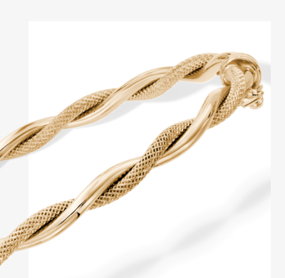 Reaura Twisted Mesh Bangle Bracelet Repurposed 14K Yellow Gold