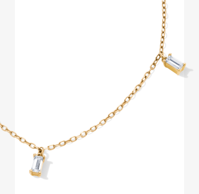 STUDIO BY KAY Baguette-Cut Lab-Grown Diamond Dangle Station Necklace 1/3 ct tw 24K Yellow Gold Vermeil Sterling Silver 18