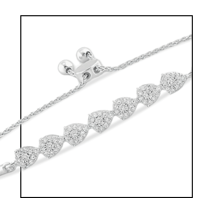KAY Lab-Grown Diamonds teardrop Link Bolo Bracelet 1/2 ct tw 10K White Gold