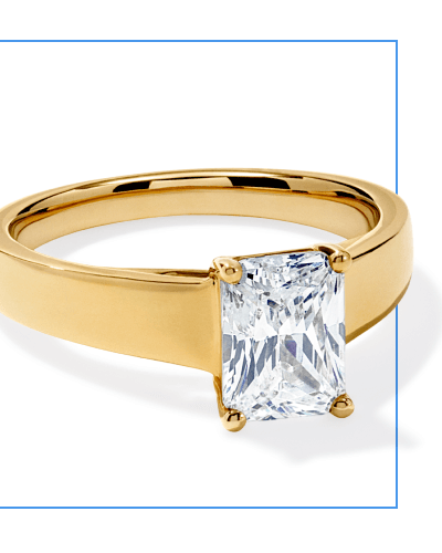 Now + Forever Lab-Grown Diamonds Radiant-Cut Solitaire Engagement Ring 1-1/2 ct tw 14K Yellow Gold (F/VS2)