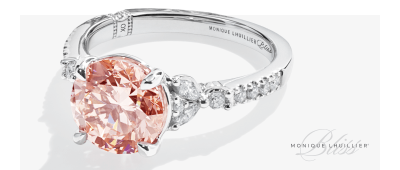Monique Lhuillier Bliss Round-Cut Pink & White Lab-Grown Diamond Engagement Ring 3-1/3 ct tw 18K White Gold