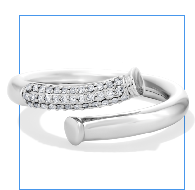Diamond Bypass Nail Ring 1/6 ct tw 10K White Gold