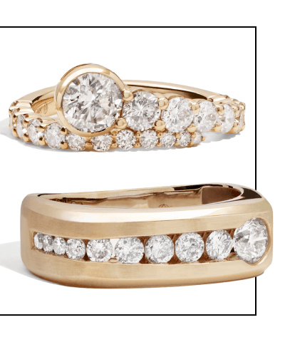 Two gold diamond Milestones rings
